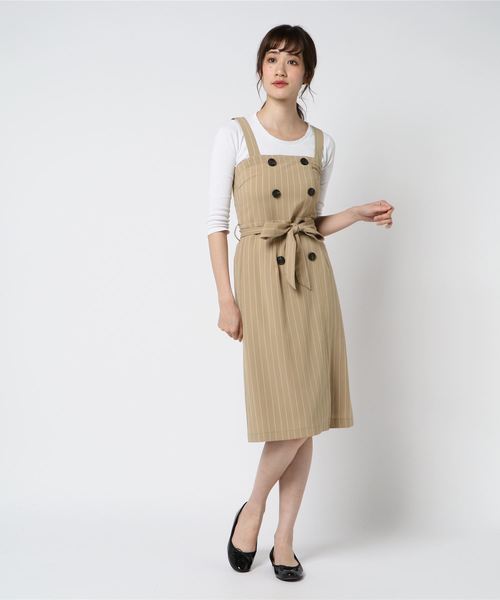 archives(アルシーヴ)の「ストライプトレンチワンピース(ワンピース・レディース・ベージュ/ネイビー/キャメル・MEDIUM)」の13枚目の写真