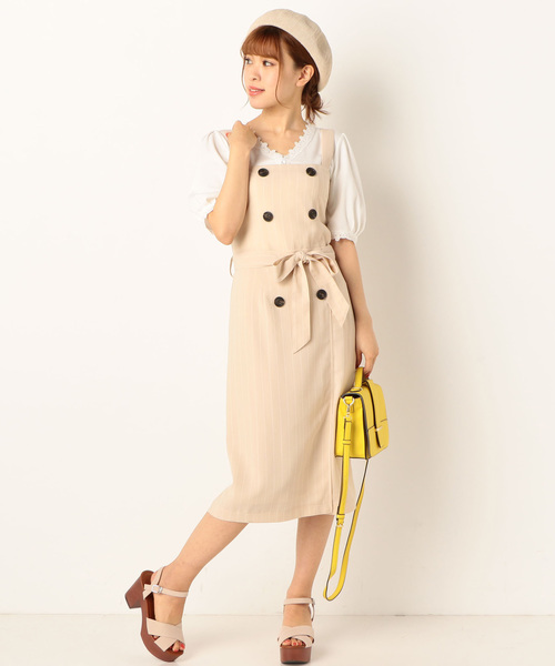 archives(アルシーヴ)の「ストライプトレンチワンピース(ワンピース・レディース・ベージュ/ネイビー/キャメル・MEDIUM)」の6枚目の写真