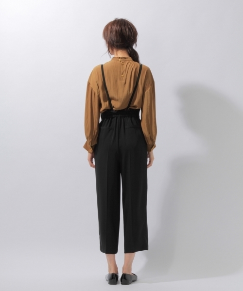 laboratory work（ラボラトリーワーク）の「スリムサス付きワイドパンツ（サロペット/オーバーオール・レディース・ブラック/ベージュ・MEDIUM）」の7枚目の写真