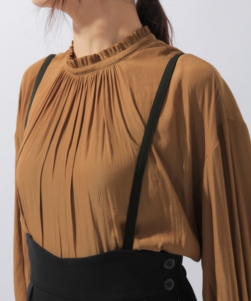 laboratory work（ラボラトリーワーク）の「スリムサス付きワイドパンツ（サロペット/オーバーオール・レディース・ブラック/ベージュ・MEDIUM）」の8枚目の写真