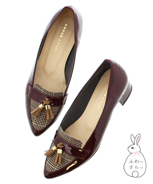 JELLY BEANS（ジェリービーンズ）の「エナメルタッセルローファーパンプス<ふわさら>(135-3060)JELLY BEANS(ジェリービーンズ)（ローファー・レディース・ブラック/ワイン/グレイッシュベージュ/グレー/ホワイト/ベージュ・23/24/25/22/22.5/24.5/23.5/21.5）」の7枚目の写真