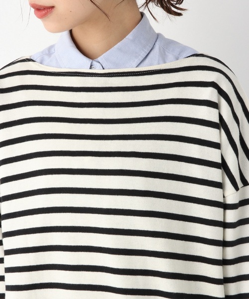 A part by（アパートバイ）の「WEAR THE PHILOSOPHY/CボーダーBIGT 814596（Tシャツ/カットソー・レディース・ホワイト系その他/グレー系その他/ベージュ系その他・FREE）」の4枚目の写真