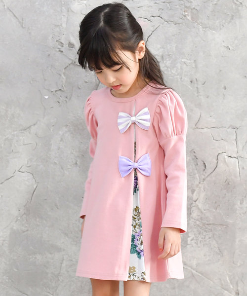 Bee des Bee（ビーデスビー）の「ダブルリボンワンピース（ワンピース・キッズ・ワイン/ブラック/ピンク/テラコッタ/ベージュ/ブラウン/ラベンダー/ネイビー/グレイッシュベージュ/パープル/グレー/アイボリー/ピンク系/パープル系その他/ベージュ系/サックスブルー/ライトベージュ/カーキオリーブ/ミント/ブラウン系2/ブラック系/ピンク系1/ブラック系2/ブラウン系・150cm/120cm/130cm/140cm/100cm/110cm）」の21枚目の写真