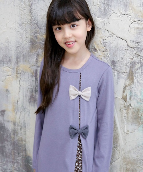 Bee des Bee（ビーデスビー）の「ダブルリボンワンピース（ワンピース・キッズ・ワイン/ブラック/ピンク/テラコッタ/ベージュ/ブラウン/ラベンダー/ネイビー/グレイッシュベージュ/パープル/グレー/アイボリー/ピンク系/パープル系その他/ベージュ系/サックスブルー/ライトベージュ/カーキオリーブ/ミント/ブラウン系2/ブラック系/ピンク系1/ブラック系2/ブラウン系・150cm/120cm/130cm/140cm/100cm/110cm）」の19枚目の写真