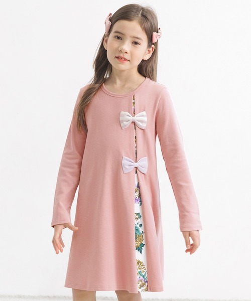 Bee des Bee（ビーデスビー）の「ダブルリボンワンピース（ワンピース・キッズ・ワイン/ブラック/ピンク/テラコッタ/ベージュ/ブラウン/ラベンダー/ネイビー/グレイッシュベージュ/パープル/グレー/アイボリー/ピンク系/パープル系その他/ベージュ系/サックスブルー/ライトベージュ/カーキオリーブ/ミント/ブラウン系2/ブラック系/ピンク系1/ブラック系2/ブラウン系・150cm/120cm/130cm/140cm/100cm/110cm）」の22枚目の写真