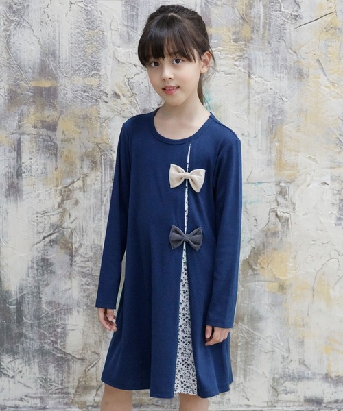 Bee des Bee（ビーデスビー）の「ダブルリボンワンピース（ワンピース・キッズ・ワイン/ブラック/ピンク/テラコッタ/ベージュ/ブラウン/ラベンダー/ネイビー/グレイッシュベージュ/パープル/グレー/アイボリー/ピンク系/パープル系その他/ベージュ系/サックスブルー/ライトベージュ/カーキオリーブ/ミント/ブラウン系2/ブラック系/ピンク系1/ブラック系2/ブラウン系・150cm/120cm/130cm/140cm/100cm/110cm）」の16枚目の写真