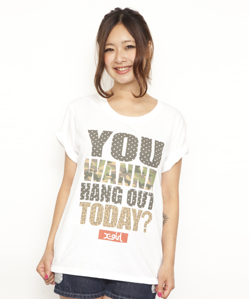 X-girl（エックスガール）の「CRAZY PATTERN S/S BIG TEE（Tシャツ/カットソー・レディース・ホワイト/ブラック/アッシュグレー/オレンジ・ONE SIZE）」の2枚目の写真