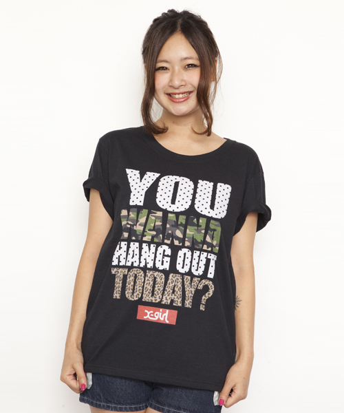 X-girl（エックスガール）の「CRAZY PATTERN S/S BIG TEE（Tシャツ/カットソー・レディース・ホワイト/ブラック/アッシュグレー/オレンジ・ONE SIZE）」の3枚目の写真