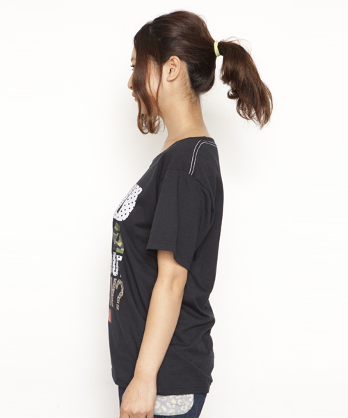 X-girl（エックスガール）の「CRAZY PATTERN S/S BIG TEE（Tシャツ/カットソー・レディース・ホワイト/ブラック/アッシュグレー/オレンジ・ONE SIZE）」の6枚目の写真