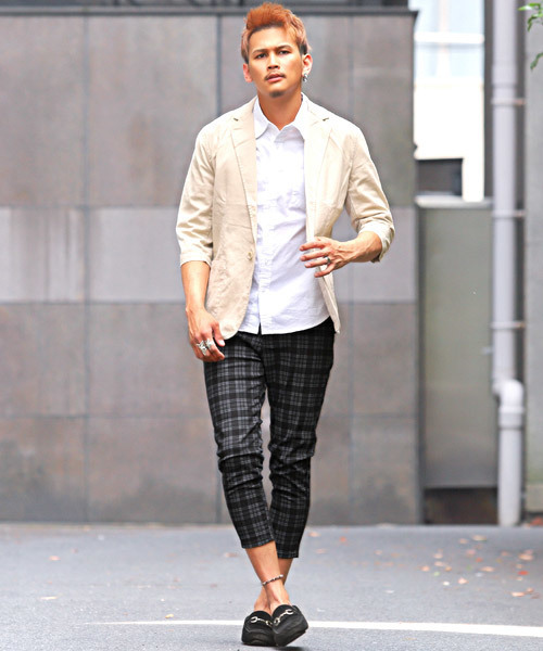 LUXSTYLE(ラグスタイル)の「総柄ツイルストレッチクロップドパンツ(その他パンツ・メンズ・チェック/ストライプ/チャコール・S/M/L/XL)」の5枚目の写真