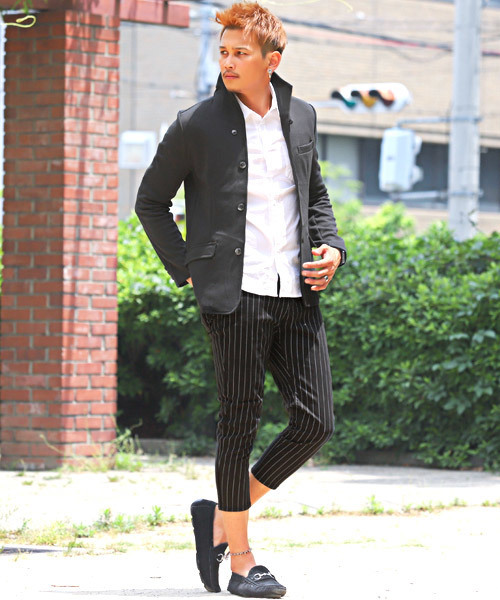LUXSTYLE(ラグスタイル)の「総柄ツイルストレッチクロップドパンツ(その他パンツ・メンズ・チェック/ストライプ/チャコール・S/M/L/XL)」の13枚目の写真