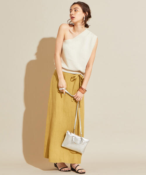 BEAUTY&YOUTH UNITED ARROWS（ビューティーアンドユースユナイテッドアローズ）の「BY ブークレ タンクトップ＆ワンショルダーセット（ニット/セーター・レディース・オレンジ/ナチュラル・FREE）」の4枚目の写真