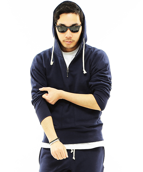 Healthknit（ヘルスニット）の「【WEB限定】Healthknit /ハーフジップ プルオーバーパーカー（スウェット・メンズ・ネイビー/オフホワイト/グレー・LARGE/SMALL/MEDIUM）」の3枚目の写真