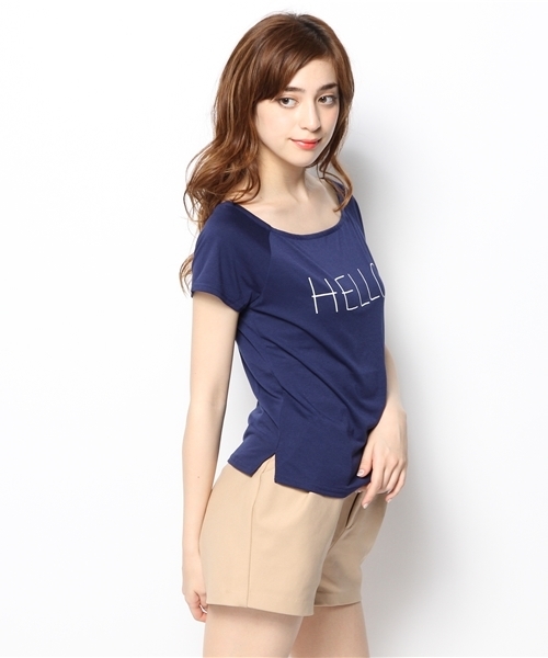 VIS（ビス）の「ロゴプリント入りプルオーバー（Tシャツ/カットソー・レディース・グレー/ホワイト/ネイビー・MEDIUM）」の5枚目の写真