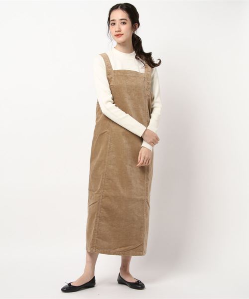 STYLEBLOCK（スタイルブロック）の「リブレスコールジャンパースカート（ジャンパースカート・レディース・アイボリー/ベージュ/パープル/ブラウン・M）」の3枚目の写真