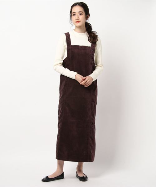 STYLEBLOCK（スタイルブロック）の「リブレスコールジャンパースカート（ジャンパースカート・レディース・アイボリー/ベージュ/パープル/ブラウン・M）」の2枚目の写真