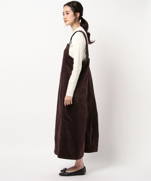 STYLEBLOCK（スタイルブロック）の「リブレスコールジャンパースカート（ジャンパースカート・レディース・アイボリー/ベージュ/パープル/ブラウン・M）」の6枚目の写真