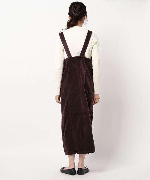 STYLEBLOCK（スタイルブロック）の「リブレスコールジャンパースカート（ジャンパースカート・レディース・アイボリー/ベージュ/パープル/ブラウン・M）」の5枚目の写真