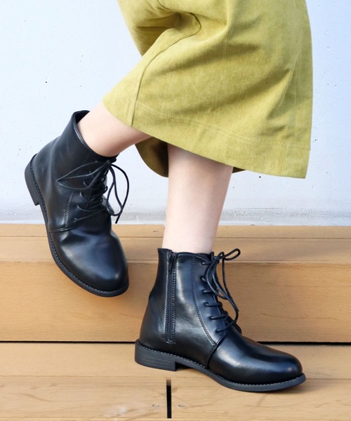 AAA+（サンエープラス）の「AAA / 美シルエットレースアップブーツ(3592-SA)　ショートブーツ（ブーツ・レディース・ブラック/ダークブラウン/ブラック系その他/アイボリー・LL/SS/S/M/L/XL）」の3枚目の写真