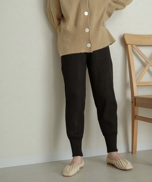 Bab(バブ)の「リブニットジョガーパンツ(その他パンツ・レディース・ブラック/オフホワイト/モカ/ベージュ/ダークブラウン/ライトグレー・FREE)」の14枚目の写真