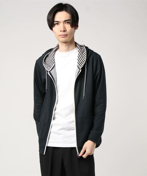 Blue Standard ブルースタンダード の Blue Standard カルゼフルジップパーカー ボーダー パーカー Wear