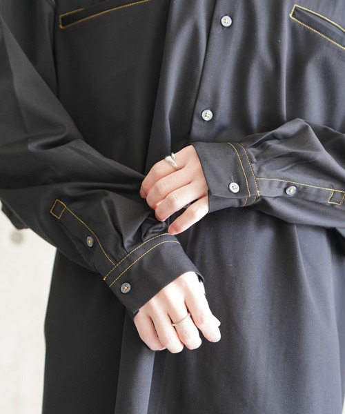 anown（アノン）の「シャイニーステッチオーバーサイズシャツ【ファッションインフルエンサー tai×anown 限定コラボ】（シャツ/ブラウス・メンズ・ホワイト/ブラック・M/L）」の11枚目の写真