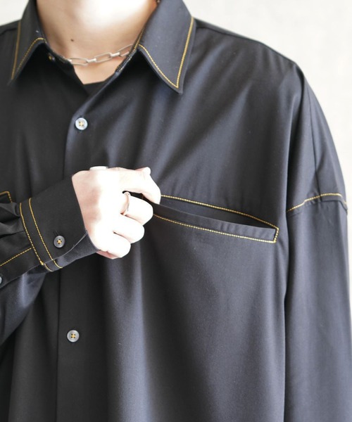 anown（アノン）の「シャイニーステッチオーバーサイズシャツ【ファッションインフルエンサー tai×anown 限定コラボ】（シャツ/ブラウス・メンズ・ホワイト/ブラック・M/L）」の10枚目の写真