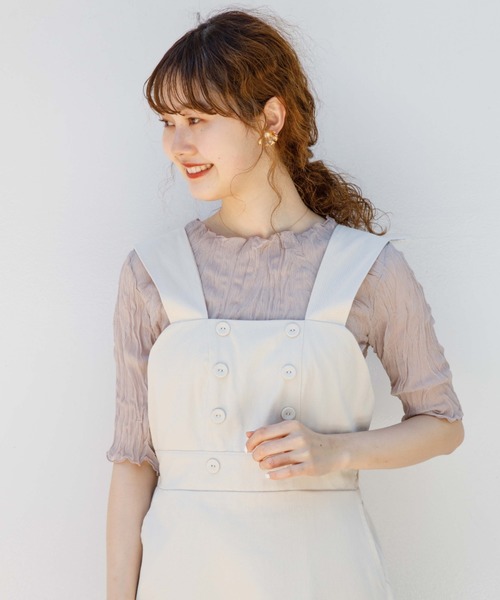 flower(フラワー)の「フェミニンシアーハーフトップ(シャツ/ブラウス・レディース・ホワイト/ベージュ・FREE)」の1枚目の写真