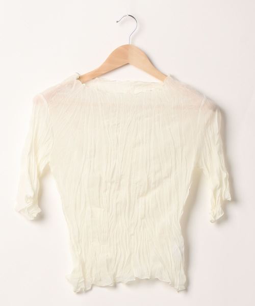 flower(フラワー)の「フェミニンシアーハーフトップ(シャツ/ブラウス・レディース・ホワイト/ベージュ・FREE)」の5枚目の写真