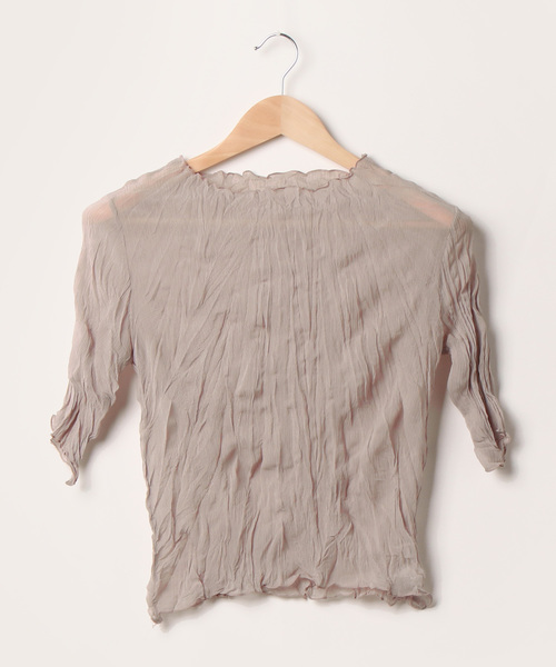 flower(フラワー)の「フェミニンシアーハーフトップ(シャツ/ブラウス・レディース・ホワイト/ベージュ・FREE)」の4枚目の写真