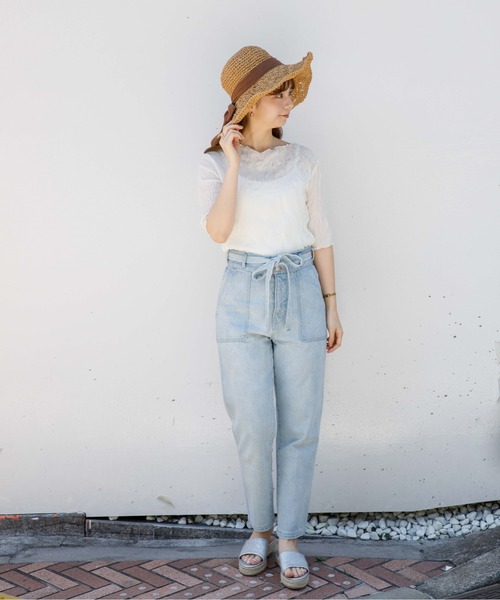 flower(フラワー)の「フェミニンシアーハーフトップ(シャツ/ブラウス・レディース・ホワイト/ベージュ・FREE)」の12枚目の写真