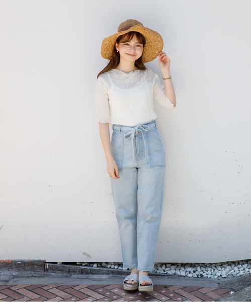 flower(フラワー)の「フェミニンシアーハーフトップ(シャツ/ブラウス・レディース・ホワイト/ベージュ・FREE)」の11枚目の写真