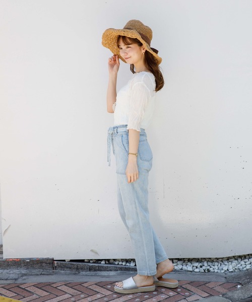 flower(フラワー)の「フェミニンシアーハーフトップ(シャツ/ブラウス・レディース・ホワイト/ベージュ・FREE)」の9枚目の写真