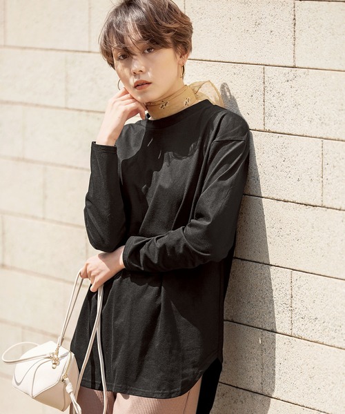 GeeRA(ジーラ)の「裾ラウンドデザインTシャツ(Tシャツ/カットソー・レディース・ブラック/カーキ/ホワイト/その他/ベージュ/ライトベージュ/ラベンダー・LARGE/MEDIUM/XX-LARGE/SMALL/X-LARGE)」の3枚目の写真