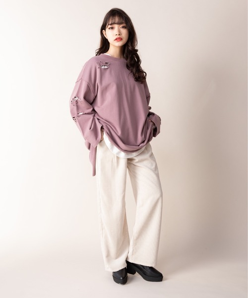 Mysa&Liina（ミーサリーナ）の「ダメージスウェットトップス（スウェット・レディース・チャコールグレー/ラベンダー/グレー系その他/キャメル・M）」の8枚目の写真