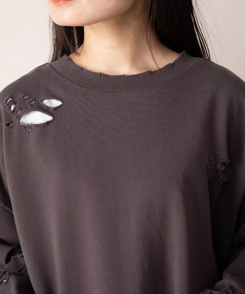 Mysa&Liina（ミーサリーナ）の「ダメージスウェットトップス（スウェット・レディース・チャコールグレー/ラベンダー/グレー系その他/キャメル・M）」の18枚目の写真