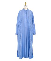 ドゥロワー drawer シャツワンピース　ロングシャツ Drawer（ドゥロワー）の「Drawer コットンストライプロング