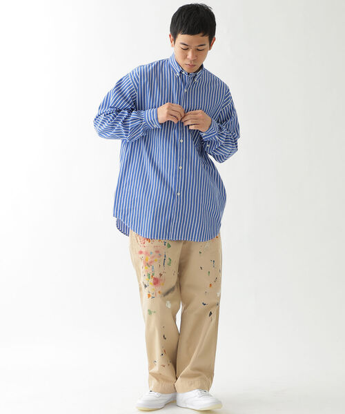 BEAMS（ビームス）の「BEAMS / ストライプ イージー ボタンダウンシャツ（シャツ/ブラウス・メンズ・ブルー/ホワイト・MEDIUM/X-LARGE/SMALL/LARGE）」の5枚目の写真