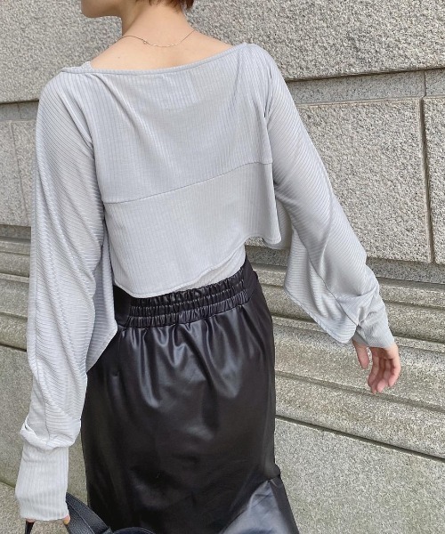 yukichi.(ユキチ)の「Cape design ensemble tops / yukichi.(Tシャツ/カットソー・レディース・グリーン/ブラック/ライトグレー・FREE)」の8枚目の写真
