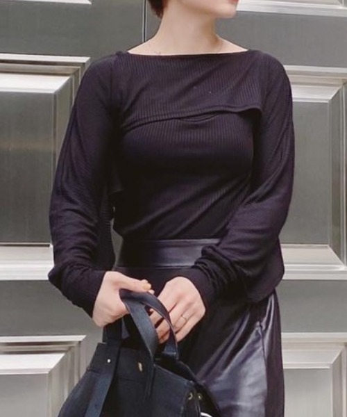 yukichi.(ユキチ)の「Cape design ensemble tops / yukichi.(Tシャツ/カットソー・レディース・グリーン/ブラック/ライトグレー・FREE)」の11枚目の写真