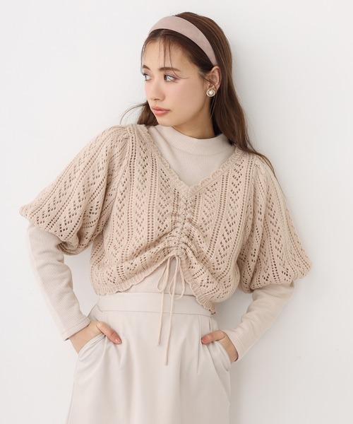 one after another NICE CLAUP(ワンアフターアナザーナイスクラップ)の「透かし編み2枚セットトップス(ニット/セーター・レディース・ベージュ/アイボリー/ブラック・FREE)」の18枚目の写真