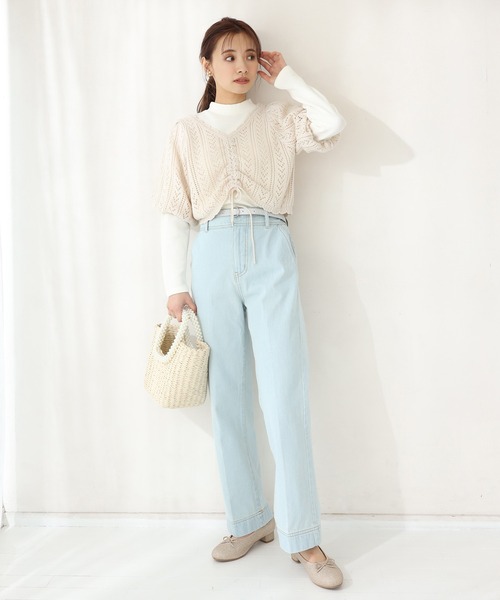 one after another NICE CLAUP(ワンアフターアナザーナイスクラップ)の「透かし編み2枚セットトップス(ニット/セーター・レディース・ベージュ/アイボリー/ブラック・FREE)」の13枚目の写真