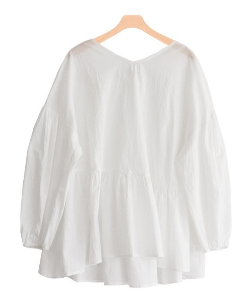 Pierrot（ピエロ）の「ギャザー切替ボリュームスリーブブラウス（シャツ/ブラウス・レディース・ブラック/ベージュ/オフホワイト/イエロー/ピンク・M/L）」の20枚目の写真