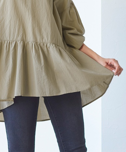 Pierrot（ピエロ）の「ギャザー切替ボリュームスリーブブラウス（シャツ/ブラウス・レディース・ブラック/ベージュ/オフホワイト/イエロー/ピンク・M/L）」の22枚目の写真