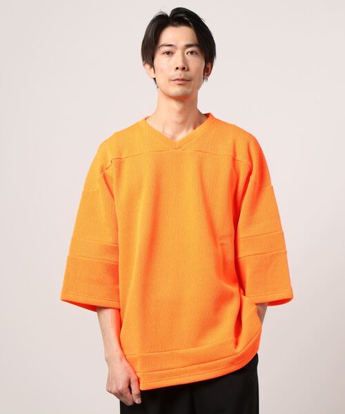 ディビ Vネックトップ 7分袖 オレンジ