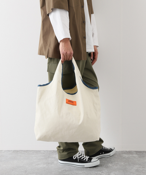 INHERIT(インヘリット)の「【UNIVERSAL OVERALL/ユニバーサルオーバーオール】 multi eco tote(ショルダーバッグ・メンズ・カーキ/ブルー系その他/アイボリー・FREE)」の4枚目の写真