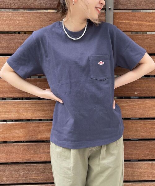 DANTON（ダントン）の「【DANTON/ダントン】POCKET Tシャツ #JD-9041（Tシャツ/カットソー・レディース・ホワイト/ブラック/オリーブ/ダークネイビー/パープル/キャメル・34/36）」の5枚目の写真