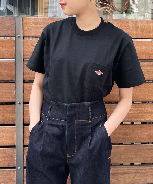 DANTON（ダントン）の「【DANTON/ダントン】POCKET Tシャツ #JD-9041（Tシャツ/カットソー・レディース・ホワイト/ブラック/オリーブ/ダークネイビー/パープル/キャメル・34/36）」の3枚目の写真