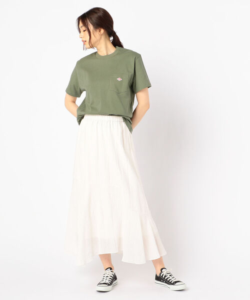 DANTON（ダントン）の「【DANTON/ダントン】POCKET Tシャツ #JD-9041（Tシャツ/カットソー・レディース・ホワイト/ブラック/オリーブ/ダークネイビー/パープル/キャメル・34/36）」の17枚目の写真