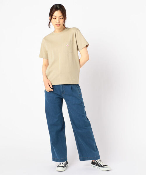 DANTON（ダントン）の「【DANTON/ダントン】POCKET Tシャツ #JD-9041（Tシャツ/カットソー・レディース・ホワイト/ブラック/オリーブ/ダークネイビー/パープル/キャメル・34/36）」の18枚目の写真
